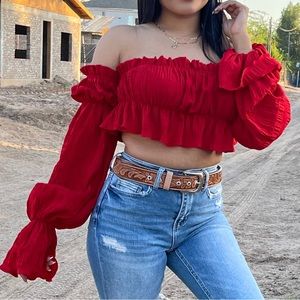 Flare cropped top